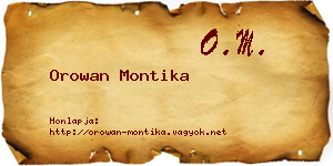 Orowan Montika névjegykártya